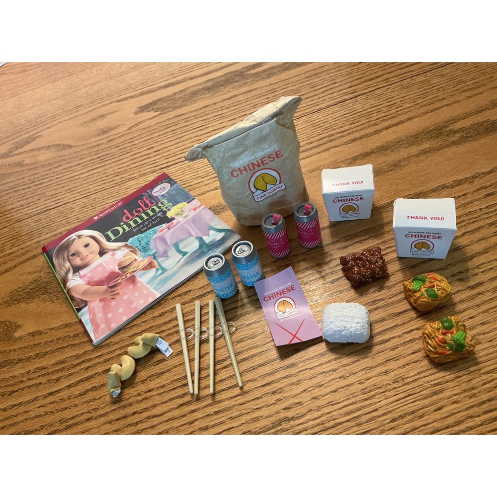 American Girl Truly Me Delicious Delivery Chinese Food Set & Doll Dining Book